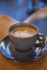 Coffee cup on wood table 