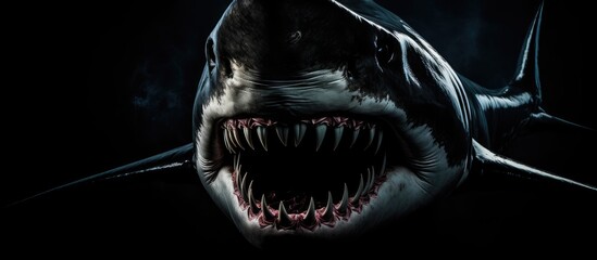 Darkness conceals terrifying shark teeth.