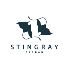 Stingray fish logo ocean animal design simple black manta silhouette illustration