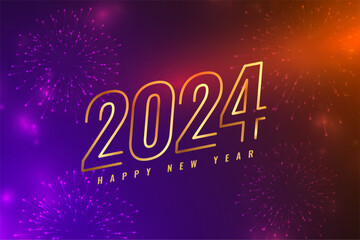 line style 2024 new year firework celebration background design - obrazy, fototapety, plakaty