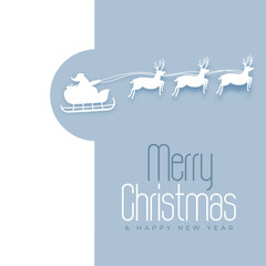 elegant merry christmas invitation background with papercut santa sleigh