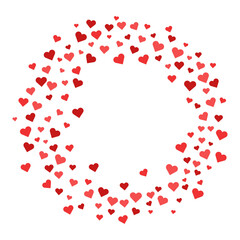 Love heart circle falling confetti for valentine's day decoration flat illustration