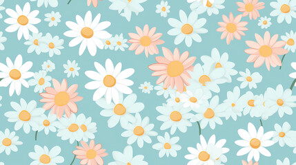 pattern daisies pastel colors