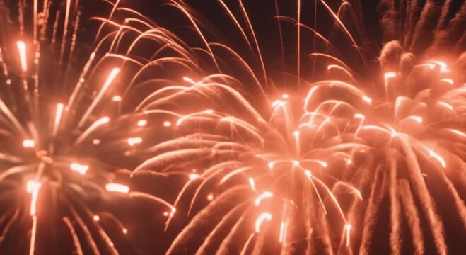 Very beautiful footage of fireworks in the night sky
