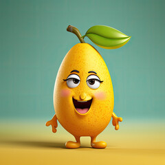 Fototapeta premium 3D Illustration of mango character that is drawn in cartoon style, AI Generated