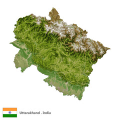 Uttarakhand, State of India Topographic Map (EPS)