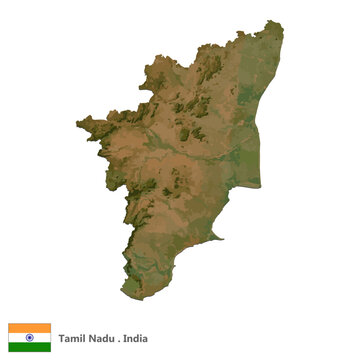 Tamil Nadu, State of India Topographic Map (EPS)