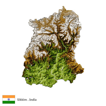 Sikkim, State of India Topographic Map (EPS)