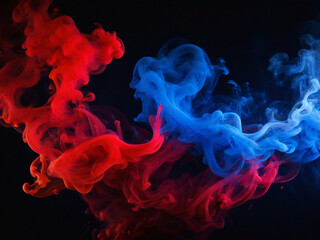 Red, blue, colorful smoke-like colors on a dark solid background