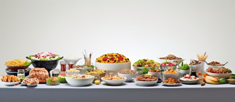 Hotel breakfast buffet with catered food.