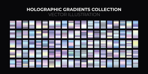 Holographic Gradients Collection. Set of metallic gradients. Purple gradients. Collection holographic textures.

