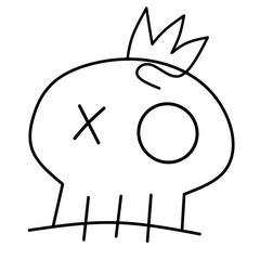 Anatomically correct human skull. Line art vector illustration.