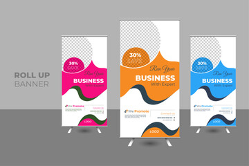 modern business roll up banner design. roll up banner design with presentation.