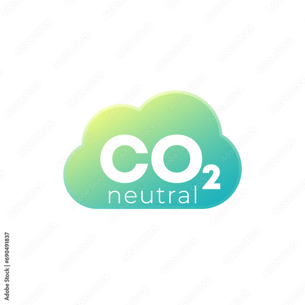 Sticker carbon neutral icon, co2 neutrality design