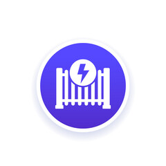 Electric gate, round vector icon