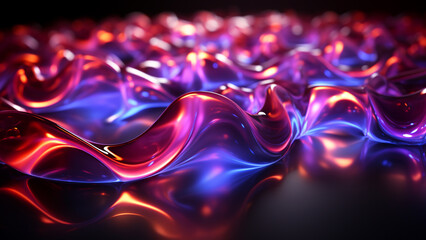 Obraz premium Neon Lights Abstract Pattern in Cosmic Violet and Laser Red