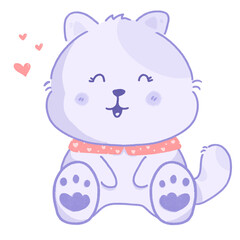 Cute cat cartoon with heart illustrations 