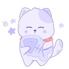 Cute cat cartoon and pillows herringbone pattern PNG