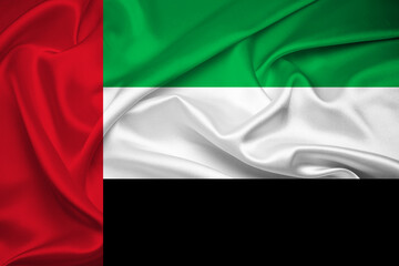 Flag of United Arab Emirates, United Arab Emirates National Flag, High Quality fabric and Grunge Flag Image of United Arab Emirates. Fabric flag of United Arab Emirates.