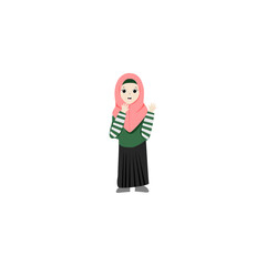 set of women with pink headscarves and green clothes style