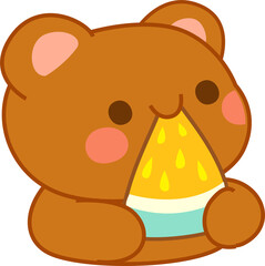 Cute Kawaii Digital Clipart Brown Bear 
