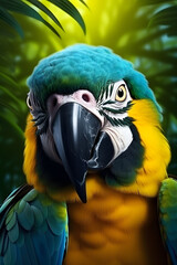 portrait close up face of parrot