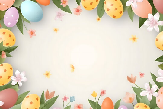  easter card, easter bunny with eggs, easter eggs and flowers, easter eggs in a basket, easter eggs and flowers on a white background, easter wall paper and background for social media