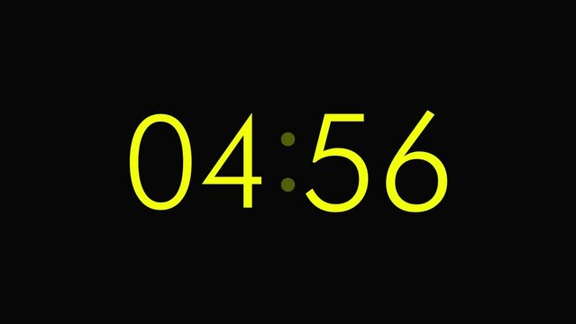 5 minutes digital countdown clock