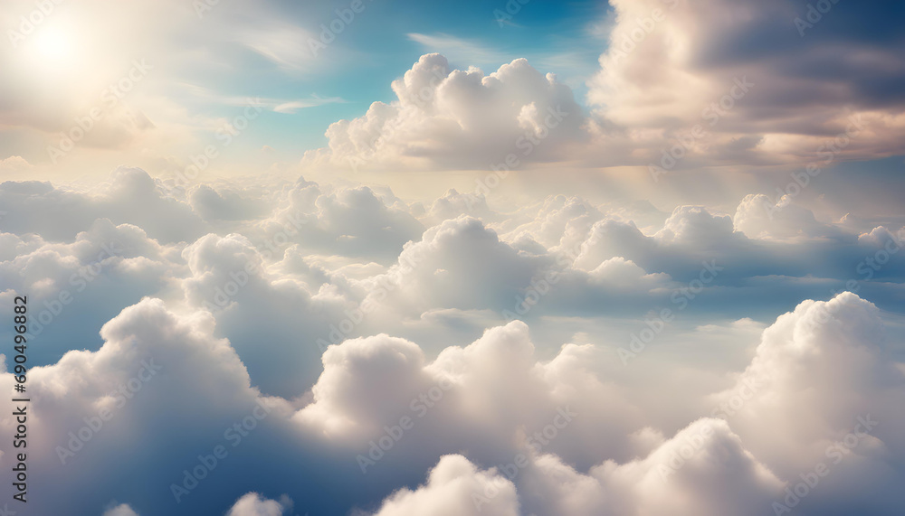 Wall mural blue sky with clouds in the heaven.