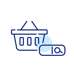 Online store search. Shopping basket and bar. Pixel perfect, editable stroke icon