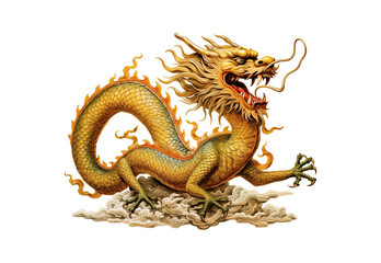 Obraz premium Chinese_dragon_golden_color_colorful_full_body.