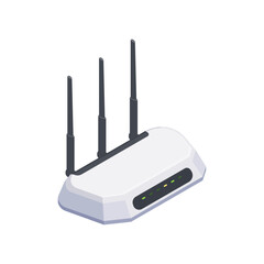 Vvector wifi router, wireless broadband modem with antennas isolated on white