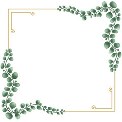 frame with eucalypthus leaves watercolor