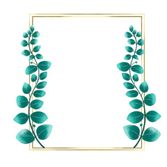 Green eucalypthus watercolor border 