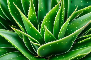 Fresh leaves and slices of aloe or aloe vera used as background
