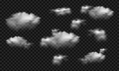 Vector collection of realistic different clouds