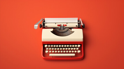 White paper in red vintage typewriter