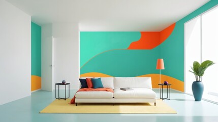 Creative Space Design with High Saturation Contrast Colors
