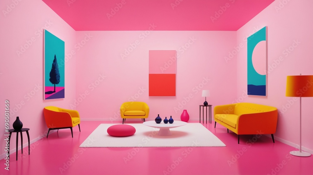 Wall mural Creative Space Design with High Saturation Contrast Colors