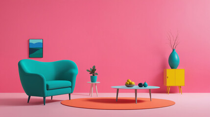 Fototapeta premium Creative Space Design with High Saturation Contrast Colors