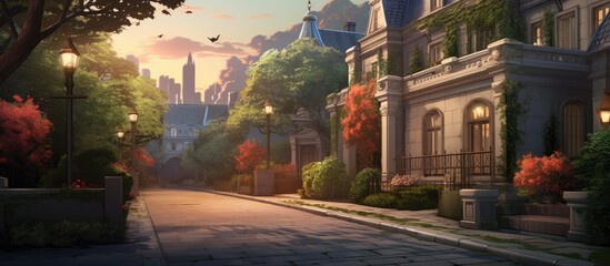 Gorgeous estate at the end of a pretty alley.