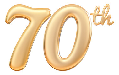 Happy anniversary 70th year - 3d render gold © Chetra168