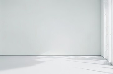 Minimalist corporate interior with white empty background , Empty Room with White Walls and Hardwood Flooring banner office arch business 