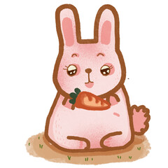 pink rabbit with carrot