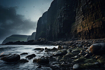 Moonlit Cliffs Along a Serene Coastline