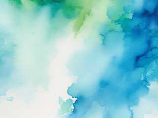A close up of a blue and green watercolor background  