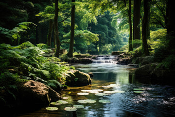 Peaceful Serenity Pond with Lush Greenery