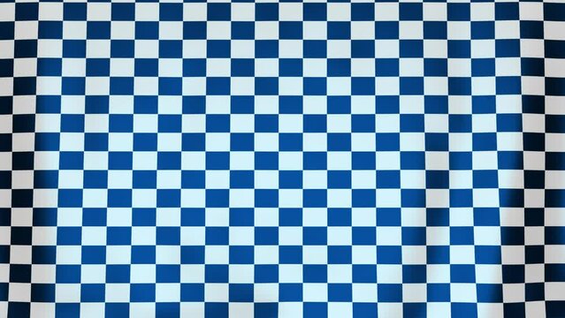 Blue checker cloth blows in the wind on alpha channel