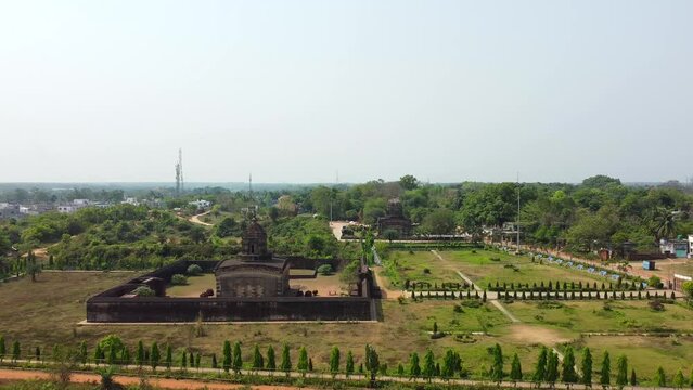 Ornately carved terracotta hindu temples of malla dynasty.Hindu temple constructed in the 17th century at bishnupur, west bengal, India.
