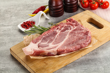 Raw pork neck steak uncoocked